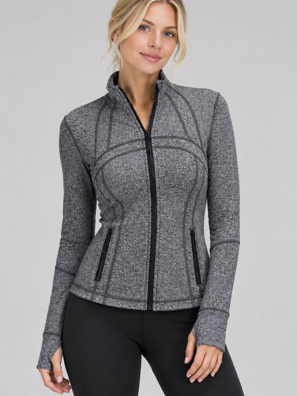 Lululemon Define Jacket Yoga Stretch Thumbholes Workout Gym Gray Size 10 NWOT‎